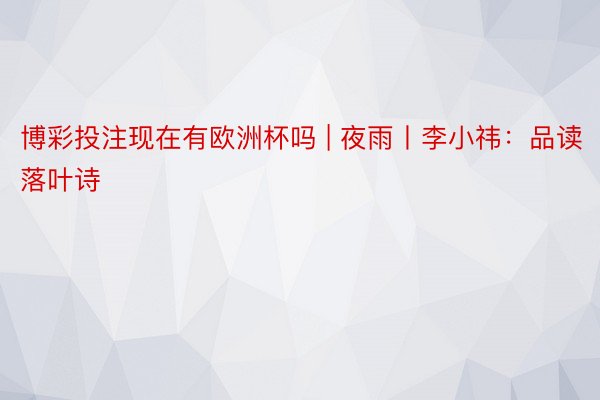 博彩投注现在有欧洲杯吗 | 夜雨丨李小祎：品读落叶诗