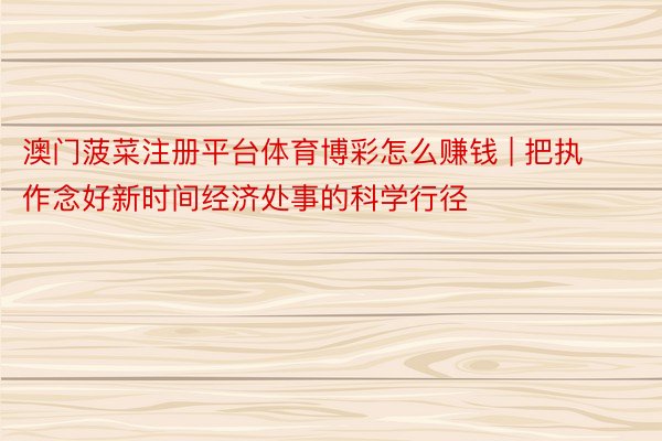 澳门菠菜注册平台体育博彩怎么赚钱 | 把执作念好新时间经济处事的科学行径